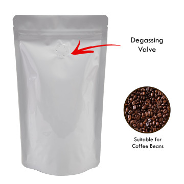 5kg White Shiny With Valve Stand Up Pouch/Bag with Zip Lock [SP8]