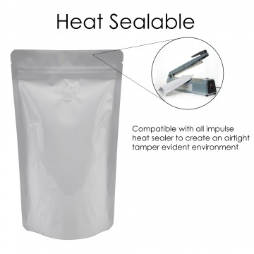 150g White Shiny With Valve Stand Up Pouch/Bag with Zip Lock [SP3]