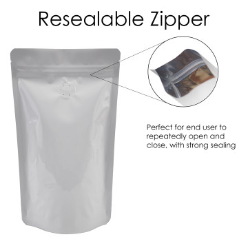 5kg White Shiny With Valve Stand Up Pouch/Bag with Zip Lock [SP8]