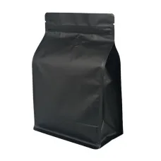 250g Valve Black Matt Flat Bottom Bag with Zip Lock [FB4] (100 per pack)